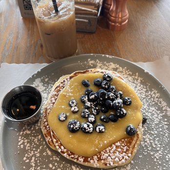 Willow & Whisk - Lemon ricotta pancakes and oat & honey iced latte - Breakfast & Brunch Near Me - Wyckoff, New Jersey
