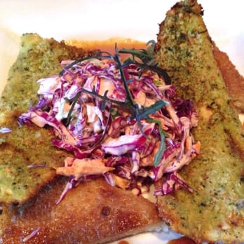 Gather in Jackson Hole - Peanut-crusted trout, polenta and slaw. - New American Near Me - Jackson, Wyoming Gather in Jackson Hole - Peanut-crusted trout, polenta and slaw. - New American Near Me - Jackson, Wyoming