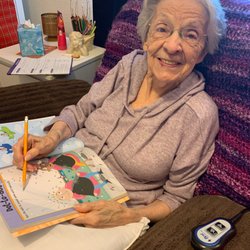Sierra Nevada Home Health - Mom happily doing her dot-to-dot assignment.