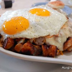 Somonauk Pancake House - Country Skillet with a biscuit. Large portion.