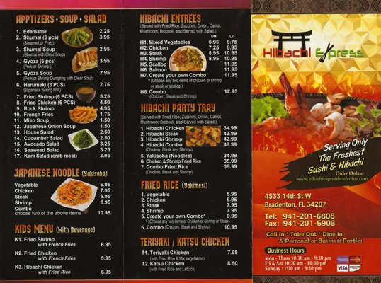 Menu photo 1 Hibachi Express Bradenton Bradenton, FL Menu photo 1 Hibachi Express Bradenton Bradenton, FL