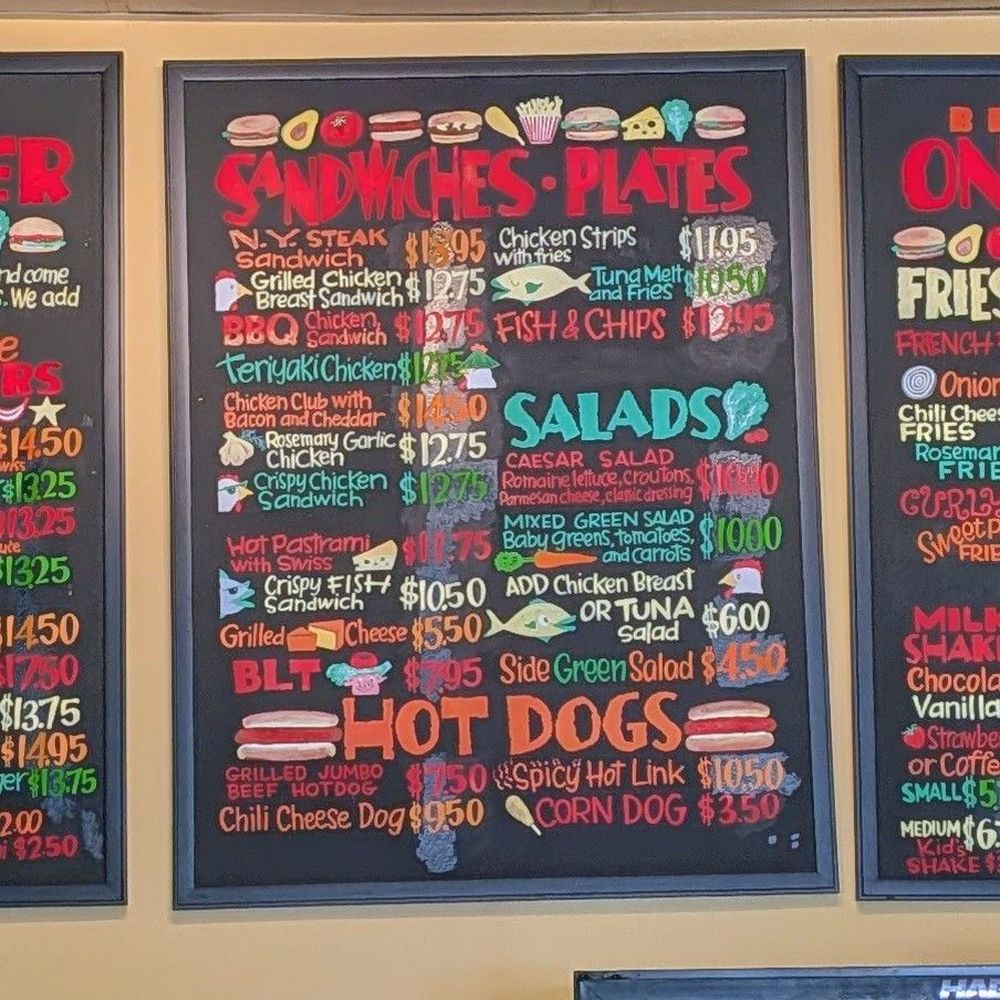 Best Burger - Updated menu (you don't really notice those eraser smudges when you're looking, this is my camera phone being too "good") - Burgers Near Me - San Rafael, California