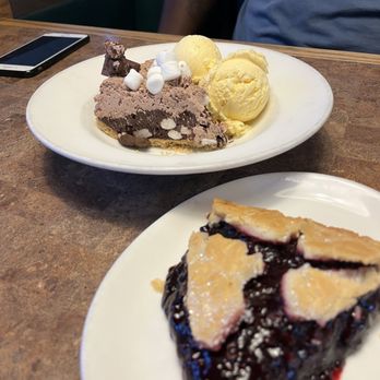 Shari's Cafe and Pies - Red Bluff - Gourmet Pie Slices -- s'mores pie with vanilla ice cream and Oregon Marionberry Pie - American Near Me - Red Bluff, California Shari's Cafe and Pies - Red Bluff - Gourmet Pie Slices -- s'mores pie with vanilla ice cream and Oregon Marionberry Pie - American Near Me - Red Bluff, California