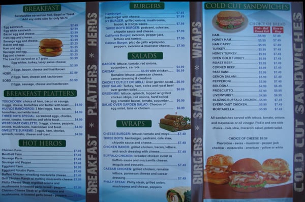 Menu photo 2 Three Boys Deli Pomona, NY Menu photo 2 Three Boys Deli Pomona, NY