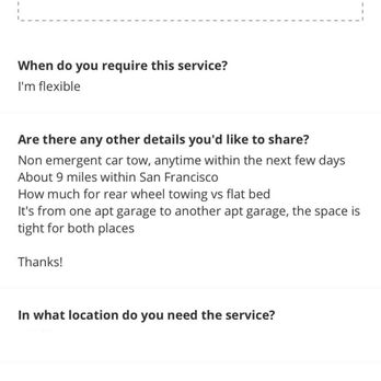 Wilmars Towing and Transport - Proof of our quote request - Towing Near Me - San Francisco, California Wilmars Towing and Transport - Proof of our quote request - Towing Near Me - San Francisco, California