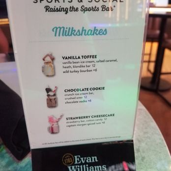 Sports & Social - Monthly Milkshakes menu - Sports Bars Near Me - Hanover, Maryland