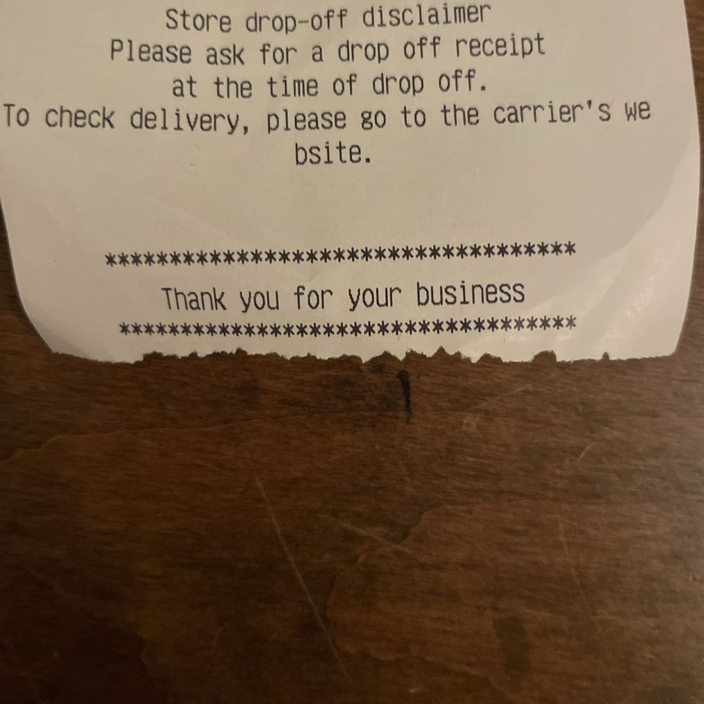 Receipt encouraging customers to ask for a receipt at time of drop off. Receipt encouraging customers to ask for a receipt at time of drop off.