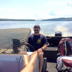 Saugerties Marina - Relaxing at wheel on the Hudson River