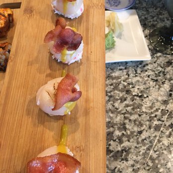 Tang's Sushi - Scallop with crab and bacon - Sushi Bars Near Me - Roseville, California Tang's Sushi - Scallop with crab and bacon - Sushi Bars Near Me - Roseville, California