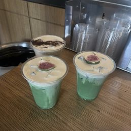 Fig & Vanilla Matcha Latte $8 + (add) house cream top $1.50, Yala Latte $7.50 (whole milk for all) Fig & Vanilla Matcha Latte $8 + (add) house cream top $1.50, Yala Latte $7.50 (whole milk for all)