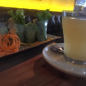 District Saigon - Ginger tea with honey! So soothing. Summer rolls with mango and tofu - YUM!!! More please - Vietnamese Near Me - Astoria, New York