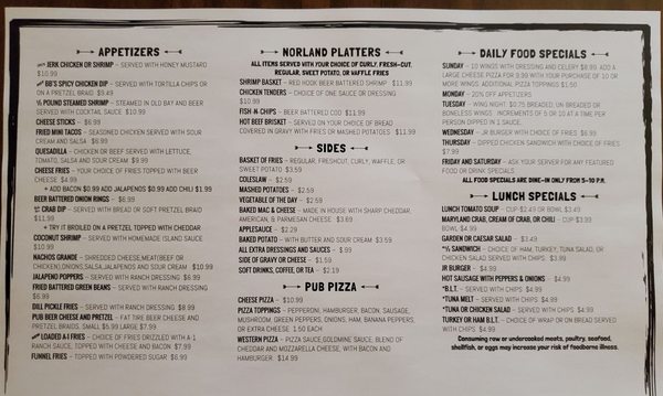 Menu photo 1 Norland Pub Chambersburg, PA