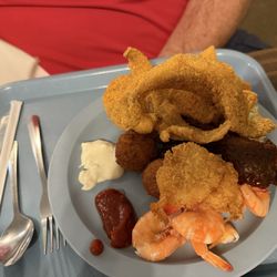 Huckleberry's Catfish Buffet - He filled his plate with ribs and catfish and shrimp!!