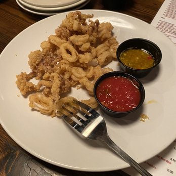 Deano's Italian - Fried calamari with peperchini  sauce and marinara - Italian Near Me - Dublin, Georgia