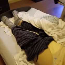 CareOne at East Brunswick - They could not get him dressed  he has dementia so he was aggravated so they left him like this.