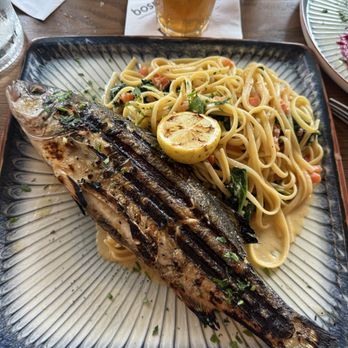 Parea Greek Taverna - Bronzino w/linguine - Greek Near Me - Maitland, Florida Parea Greek Taverna - Bronzino w/linguine - Greek Near Me - Maitland, Florida