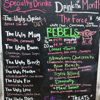 Ugly Mug - a menu on a chalk board - Coffee & Tea Near Me - Delta, Utah Ugly Mug - a menu on a chalk board - Coffee & Tea Near Me - Delta, Utah