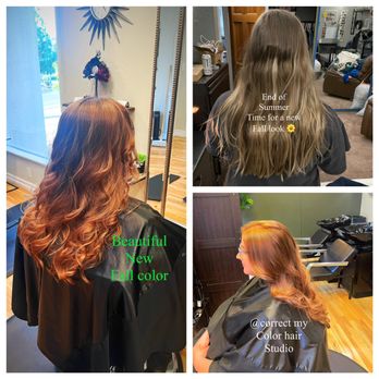 Correct My Color Hair Studio - Summer blonde burn out to warm fall color.. - Hair Salons Near Me Correct My Color Hair Studio - Summer blonde burn out to warm fall color.. - Hair Salons Near Me