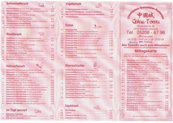 Menu photo 1 China Town Bielefeld, NW Menu photo 1 China Town Bielefeld, NW