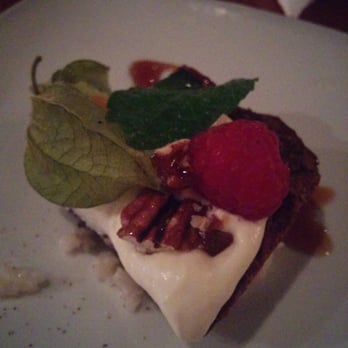 Cuchillo - Ancho Chilie Chocolate Brownie (with Kaffir lime horchata, white chocolate ganache and pecan brittle) - Latin American Near Me - Vancouver, British Columbia
