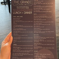 The Grande Kitchen + Bar - Lunch/dinner menu as of 8/23/22