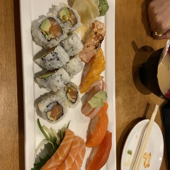 MOMO Sushi - Salmon dinner with spicy salmon roll - Sushi Bars Near Me - Mill Creek, Washington MOMO Sushi - Salmon dinner with spicy salmon roll - Sushi Bars Near Me - Mill Creek, Washington