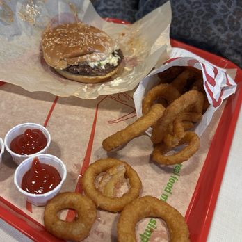 Dairi-O - Monster Birger (all the way) with onion rings - Fast Food Near Me - Charlotte, North Carolina Dairi-O - Monster Birger (all the way) with onion rings - Fast Food Near Me - Charlotte, North Carolina