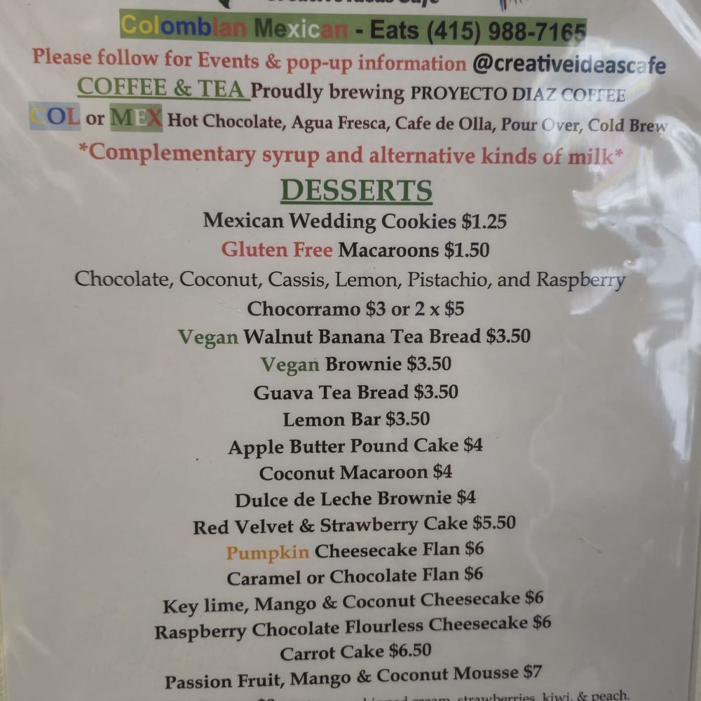 Creative Ideas Cafe - Desserts - Colombian Near Me - San Francisco, California