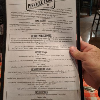 Pinnacle Peak - Menu - Steakhouses Near Me - Tucson, Arizona Pinnacle Peak - Menu - Steakhouses Near Me - Tucson, Arizona