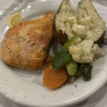 Pappas Restaurant - Salmon with baked potato and mixed vegetables - Seafood Near Me - Parkville, Maryland Pappas Restaurant - Salmon with baked potato and mixed vegetables - Seafood Near Me - Parkville, Maryland