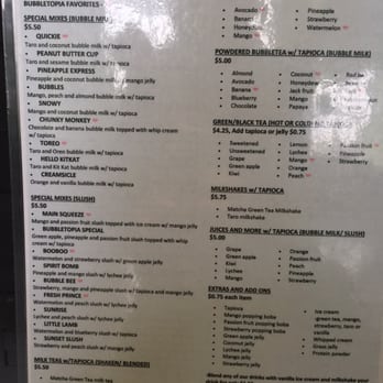 Bubbletopia - Menu of the bubble tea options - Coffee & Tea Near Me - Edmonton, Alberta