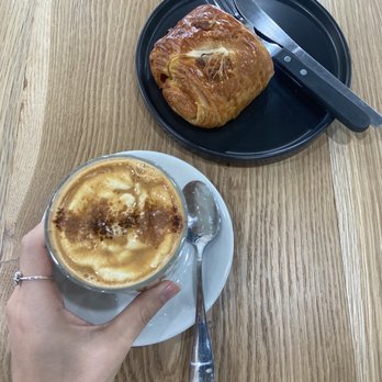 Holos Coffee - Holos latte, chive pastry - Coffee & Tea Near Me - Artesia, California