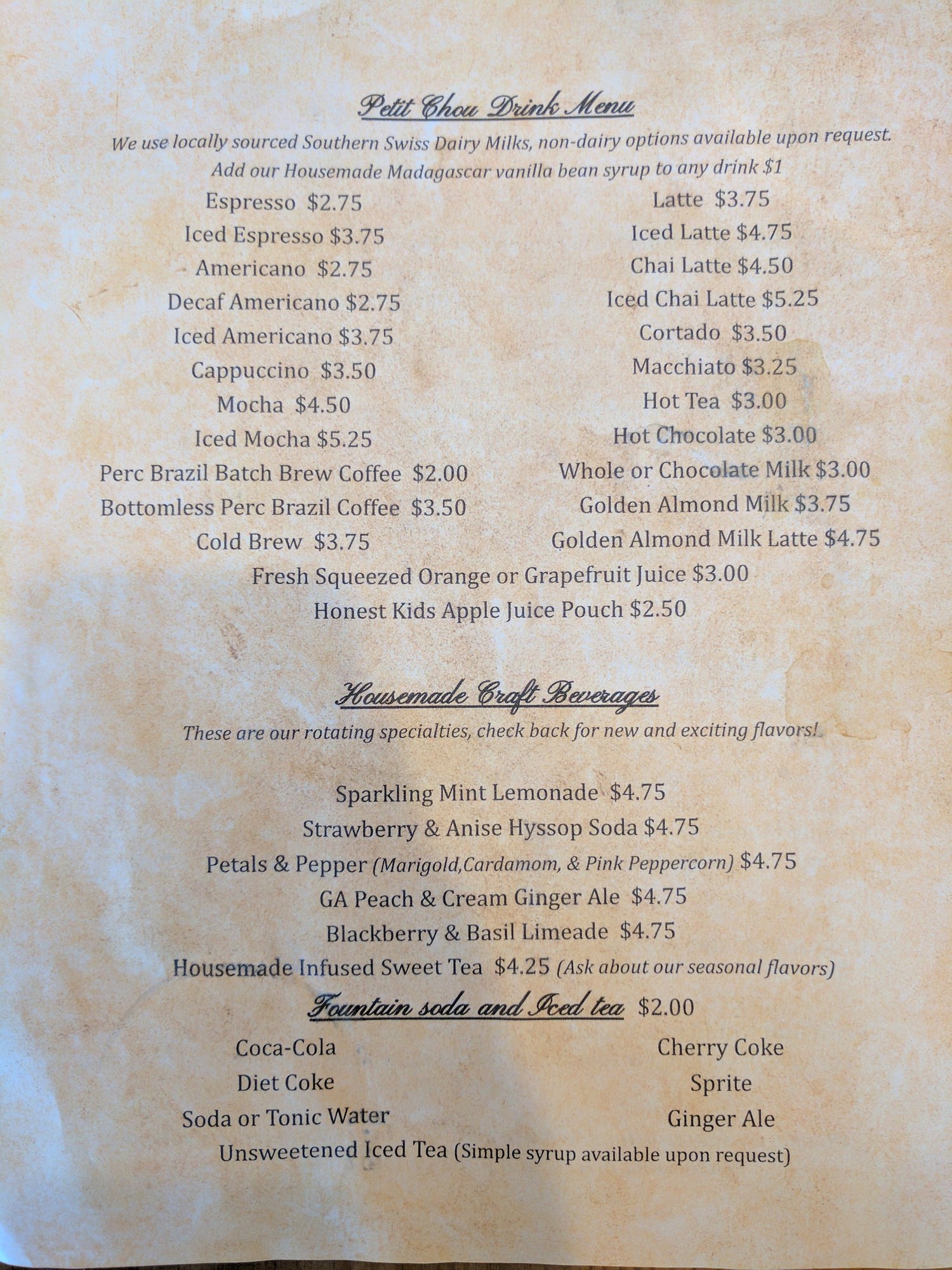 Petit Chou - Drink menu. - menu - Breakfast & Brunch Near Me - Atlanta, Georgia Petit Chou - Drink menu. - menu - Breakfast & Brunch Near Me - Atlanta, Georgia
