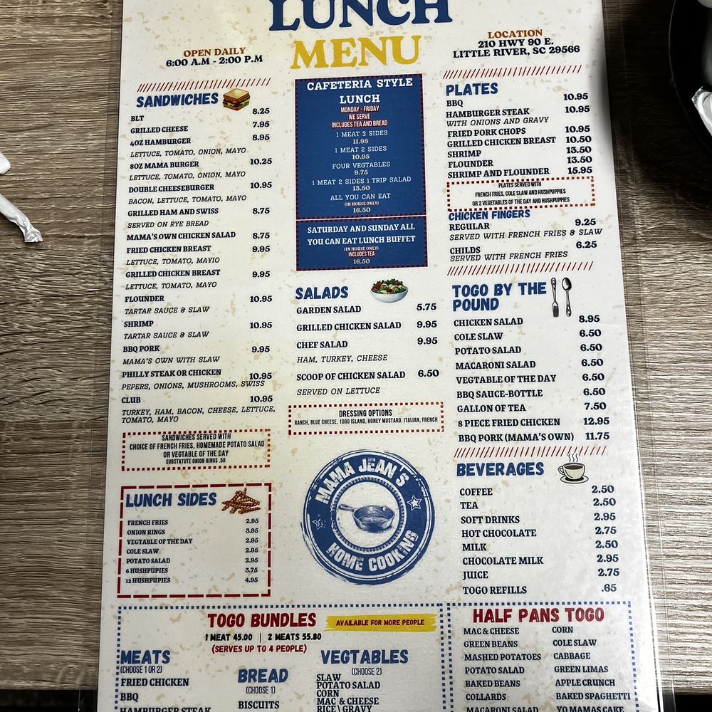 Lunch menu