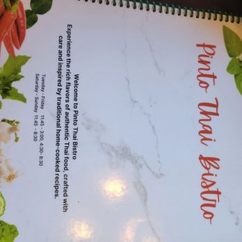 Pinto Thai Bistro - 7.20.2025 menu - Thai Near Me - Roseville, California