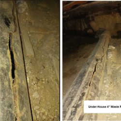 American Drain Works & Plumbing Company - Under House Waste Pipe with a Crack.