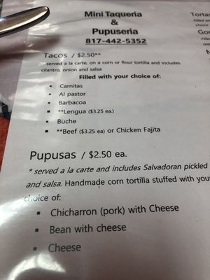 Menu photo 7 Mini Taqueria & Pupuseria Grapevine, TX