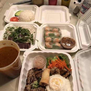 OvAsians - Spring rolls, curry, grilled pork combo, bun bo hue, and drinks.  The combo and bun bo hue reminds me of the good old times. - Vietnamese Near Me - Livermore, California