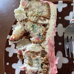 Over baked and dry cake with no strawberry compote filling