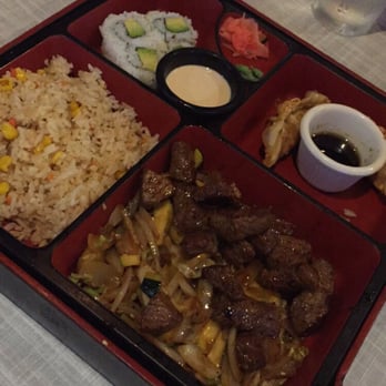 Akashi - Steak bento box | fried rice | gyoza | avocado roll | side salad w/ginger dressing - not pictured - Sushi Bars Near Me - Durham, North Carolina