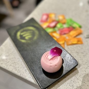 Haidilao Hotpot Katy - a pink dessert with a flower on top - Seafood Near Me - Katy, Texas