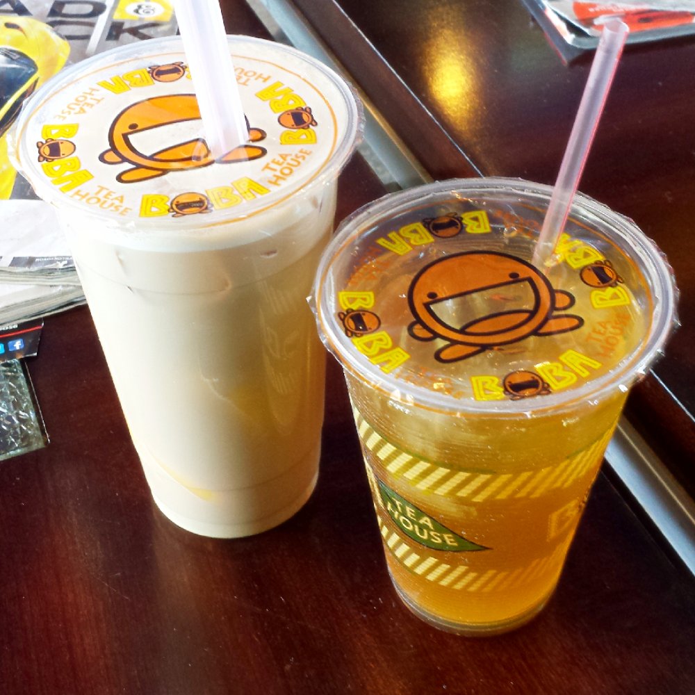 Boba Tea House - Lavender milk tea with pudding and a non-sweetened tea. Guess which one is mine! - Coffee & Tea Near Me - Chandler, Arizona Boba Tea House - Lavender milk tea with pudding and a non-sweetened tea. Guess which one is mine! - Coffee & Tea Near Me - Chandler, Arizona