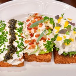 Caviar, Lobster salad, Burrata tartine Caviar, Lobster salad, Burrata tartine
