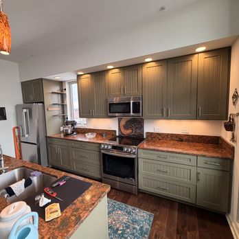GHC Flooring Plus - Cabinet painting for an apartment in Downtown Durham - Flooring Near Me GHC Flooring Plus - Cabinet painting for an apartment in Downtown Durham - Flooring Near Me