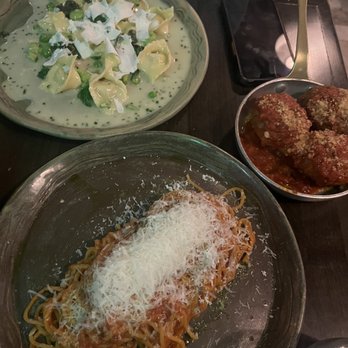 Esther's Kitchen - Spaghetti with meatballs, pistachio+ricotta tortellini - Italian Near Me - Las Vegas, Nevada