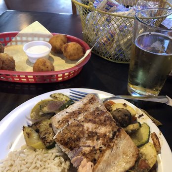 Fish Shack - Grilled Salmon with chargrilled mixed Veges and rice ! - Seafood Near Me - Plano, Texas