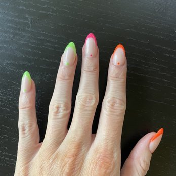 Organic Spa and Nails - Neon French manicure; nails - Nail Salons Near Me - Austin, Texas Organic Spa and Nails - Neon French manicure; nails - Nail Salons Near Me - Austin, Texas