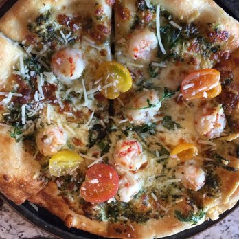 Cru - Shrimp and Pesto Pizza. - Wine Bars Near Me - Atlanta, Georgia