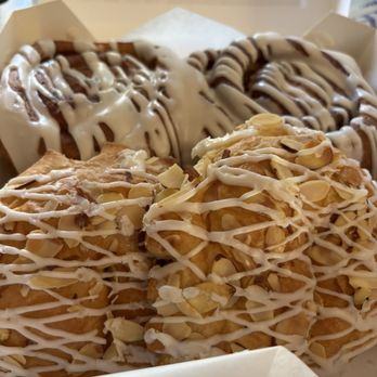 California Mountain Bakery - Cinnamon buns. You can also get sticky w pecans! Delicious! Bear Claws in front - Bakeries Near Me - Santa Ysabel, California