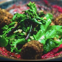 Pigalle Bar & Kitchen - Wild Garlic & Za'atar Falafals, Beetroot & Saffron Purée, Tabouleh & Cauliflower